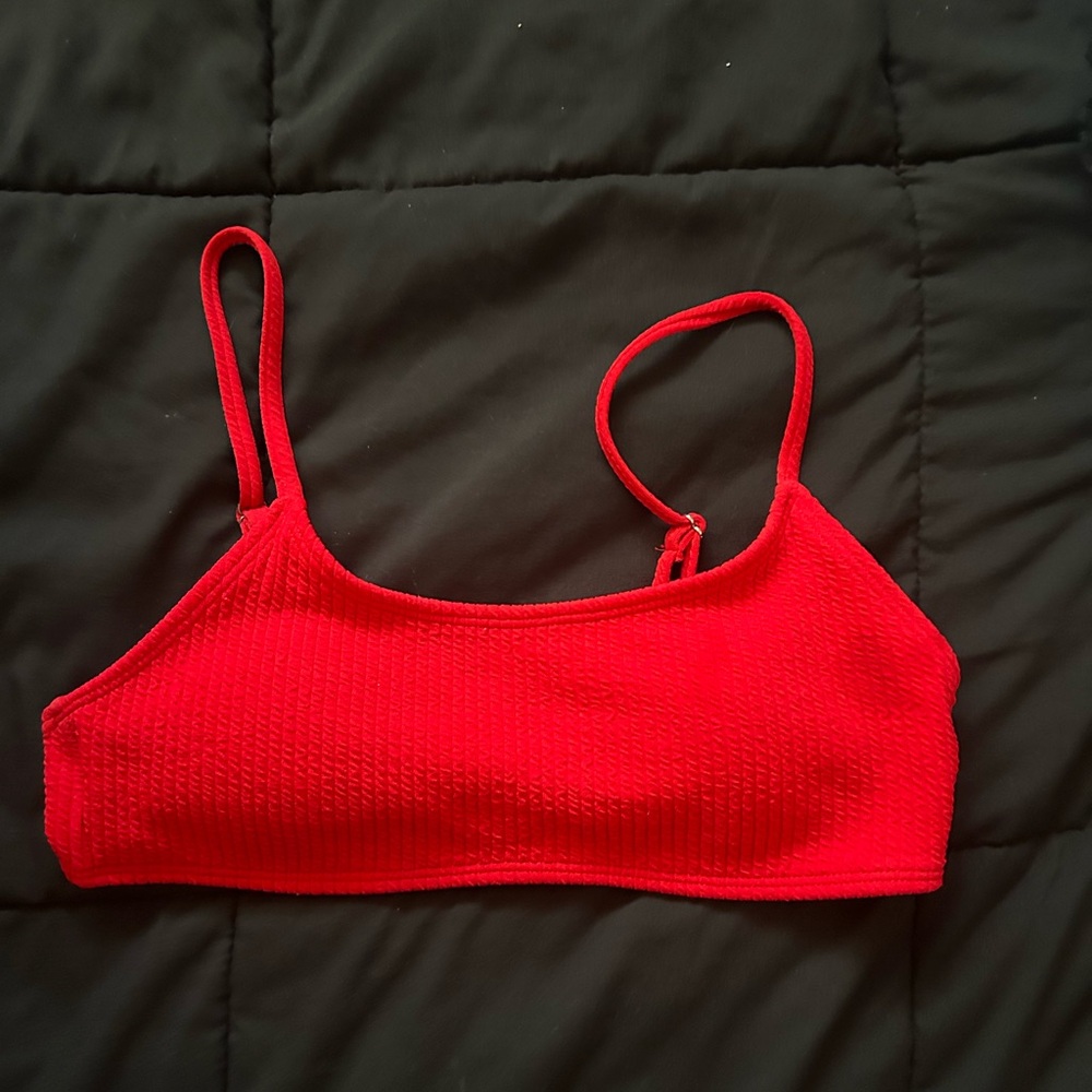 SHEIN Vibrant Red Ribbed Bralette